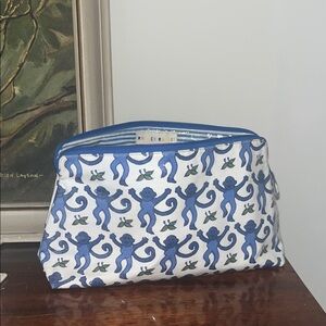 Roller Rabbit Blue Monkey Cosmetic Pouch